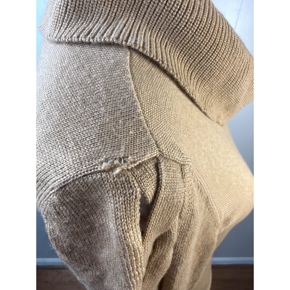 Colette Mordo Womens Beige Ribbed Turtleneck Sweater S FLAW - Picture 4 of 9